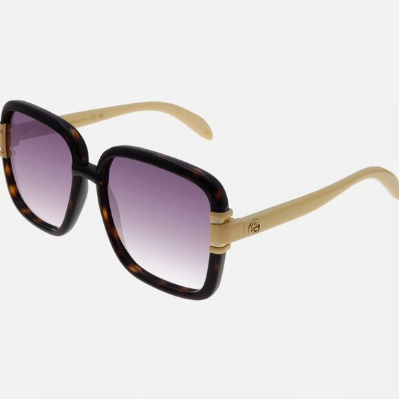 Gucci Butterfly Sunglasses Havana/Cream Gold Gradient Lens Women's - Picture 4 of 8